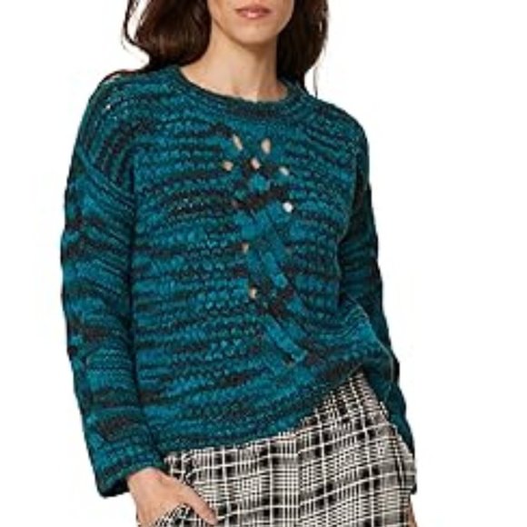 SITA MURT Sweater Women 36‎ Blue Rent The Runway Stripe Cable Knit Anthropologie - Picture 1 of 15